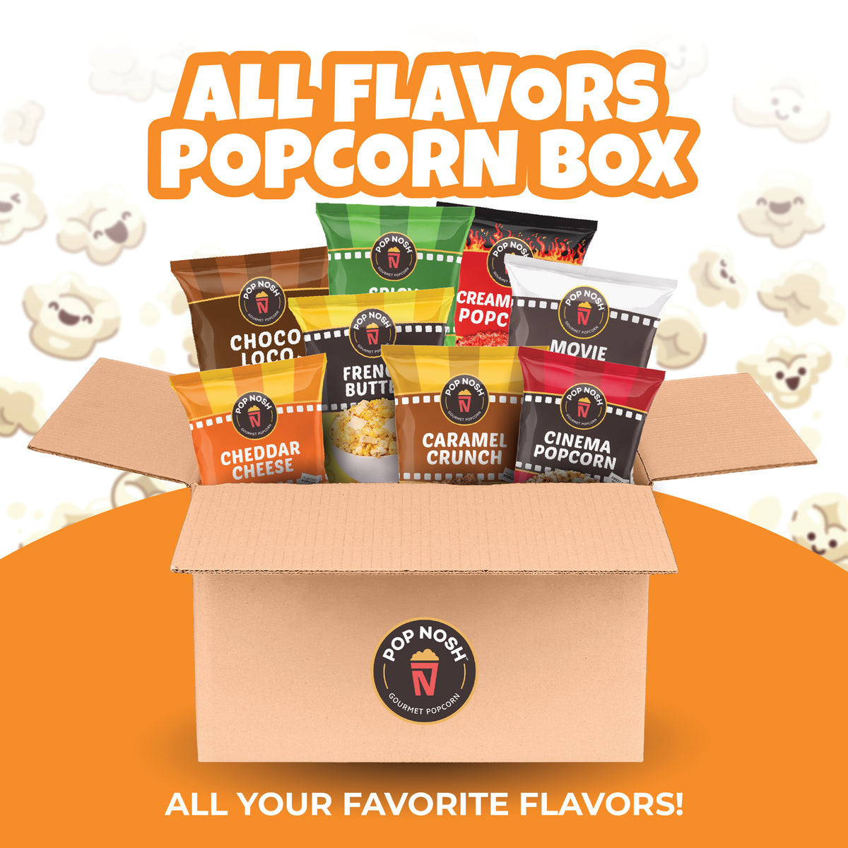 All Flavors Popcorn Sampler Box Pop Nosh Gourmet Popcorn Pop Nosh Online Shop